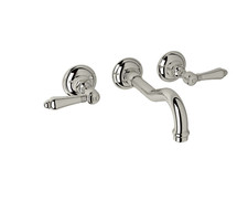 Rohl A1477LMPN-2 Acqui Wall Mounted Bathroom Faucet with Metal Lever Handles