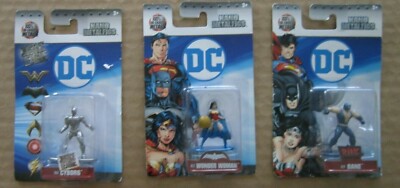 Lot of 3 Nano Metalfigs DC Comics Mini Figure Wonder Woman, Bane & Cyborg 