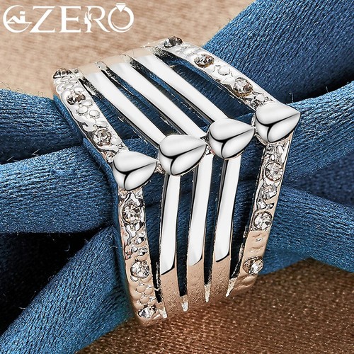 ALIZERO 925 Sterling Silver AAA Zircon Rings For Women Men Fashion ...