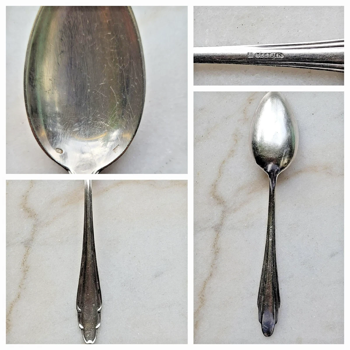 CUILLERE METAL ARGENTE A THE-CAFE DEETJEN EPOQUE 1930 MANCHE STYLE ART DECO