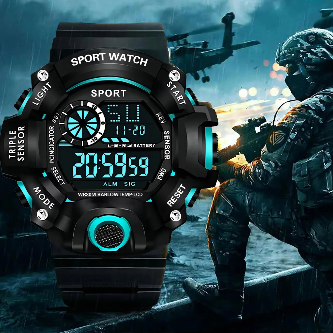 Men's Military Sports Watch Large Dial Waterproof Luminous Alarm Digital