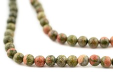 Round Unakite Beads 6mm Multicolor Gemstone 15.5 Inch Strand
