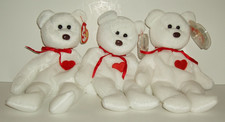 Set of Three Ty Beanie Baby 1993 Valentino Bears with Hang and Tush Tags, Lot 3