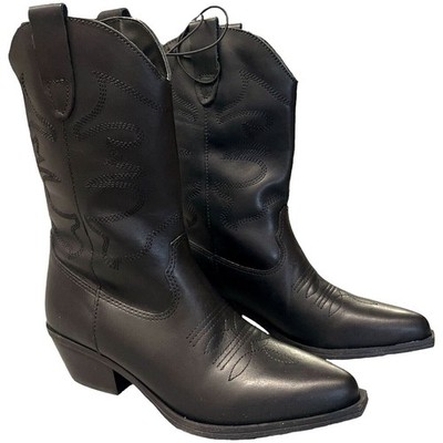 Steve Madden Ladies Black Leather Western Boot, Size 9