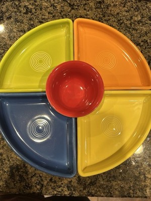 Fiestaware 5 Piece Omni Relish Tray Insert Serving Dishes Vibrant Colors EUC