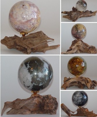 Driftwood Crystal Sphere Stand Natural Wood Holder Pick Your Style 1pc