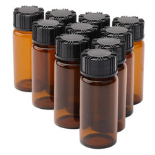 10 Pack Glass Vials with Screw Caps,Amber Small Bottle, 1/3Oz 10 Ml Glass Jars,