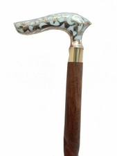 BROWN STICK SOLID DESIGN SOLID BRASS DESIGN HANDLE WALKING STICK CANE, WOODEN