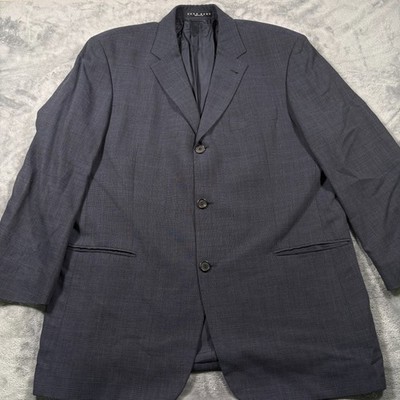 Vintage Hugo Boss Einstein Sport Coat Mens 44R Black Virgin Wool Notch Lapel Y2K