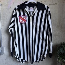 Vintage late 1970s to early 1980s Wilson referee jersey with black and white
