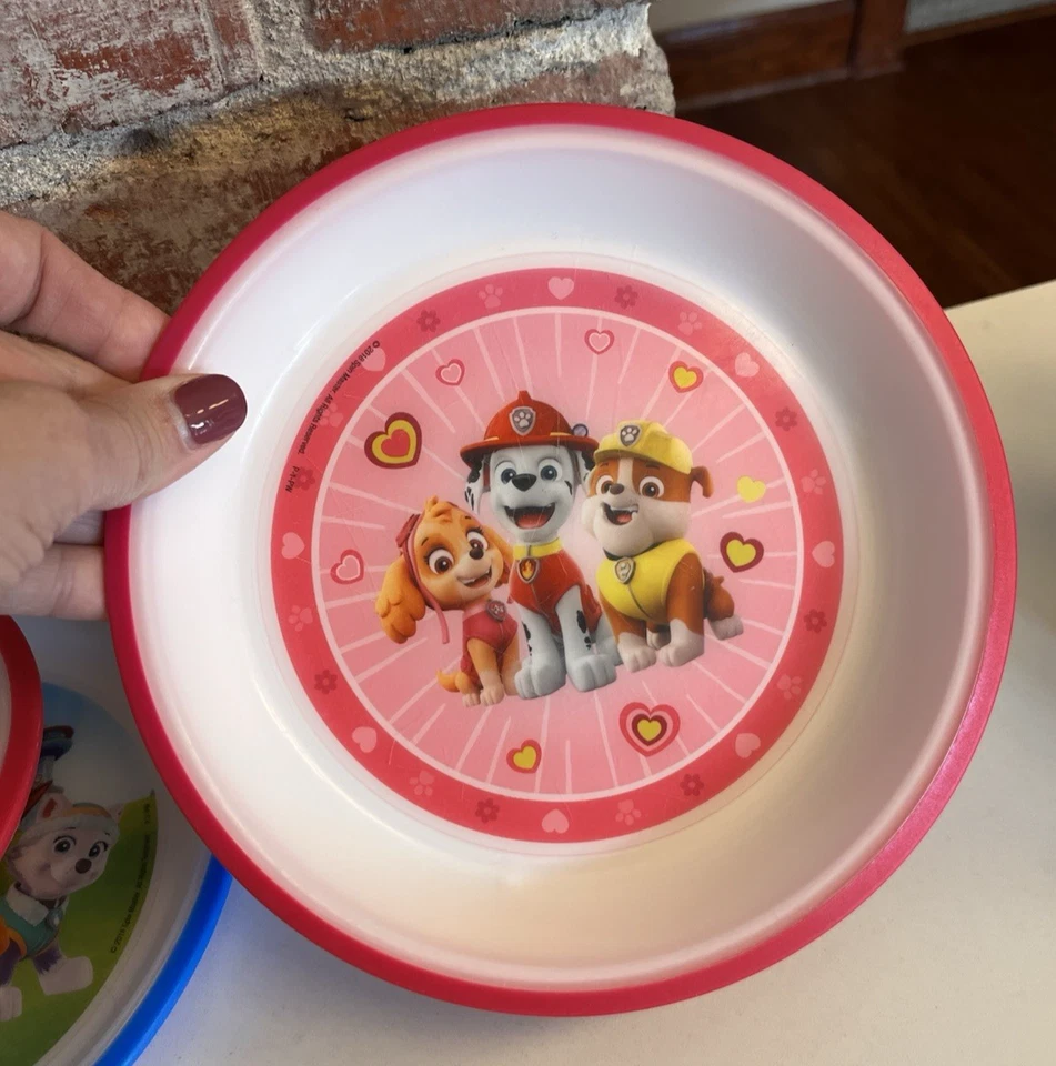 Playtex Paw Patrol Plate LOTE de 3 Platos y Cuenco de Plástico Rosa y Azul Foto 3 de 4