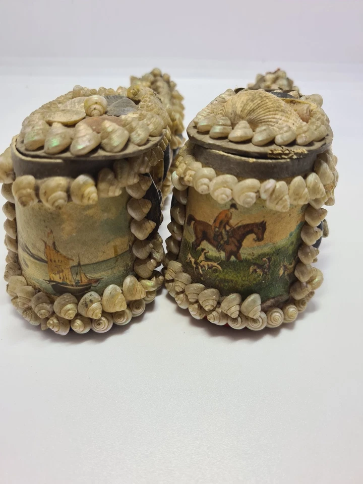 2 Coffret Boîte à Bijoux Forme Sabot Ancien Coquillage Napoléon III. Paysage . - Photo 2/4