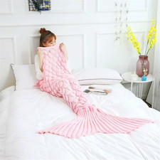 Super Soft Handmade Crochet Mermaid Tail Blanket for Kids  Adults - Faux Cashme