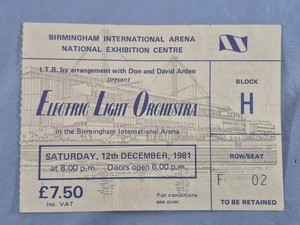 December 12-12-81 1981 ELO Electric Light Orchestra Ticket Stub Birmingham #2
