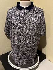 Under Armour UA Men Matchplay Printed Polo Golf Shirt Navy Pink Floral 2XL UPF40