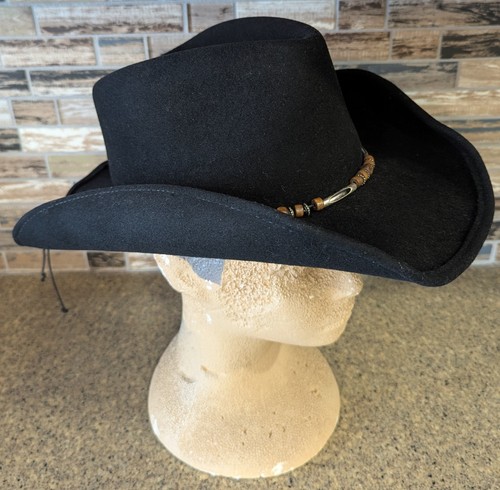 Stetson Rodeo Dr Collection Black Wool Felt Wire Brim Cowboy Hat Size M 7