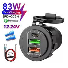 USB Auto KFZ Steckdose 12V QC 3.0 PD Dual USB Ladeger�t Buchse Dose KFZ Einbau