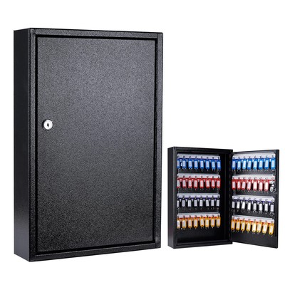 Key Box Wall Mount 64 Position Metal Locking Key Cabinet Organizer with Key T...
