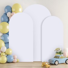 White Arch Backdrop Cover Set of 3 6FT 5FT 4FT Spandex 2-Sided Round Top Ch...