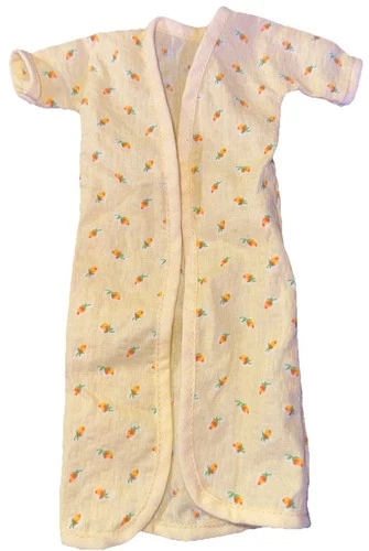 Vintage Mattel Barbie 8.5” Floral Flower Yellow Nightgown Pajamas Outfit Robe