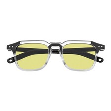 MISSONI - Two-Tone Square Horn Rimmed Sunglasses Black-Clear Yellow Lens