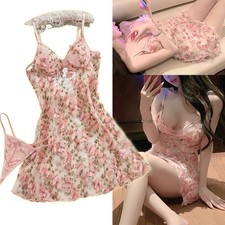 Women's Sexy Lingerie Babydoll Lace Sheer Dress Butterfly Sleepwear Nightwear US