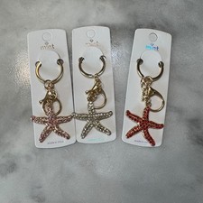 Mint Starfish Keychain Purse Charm Rhinestone Choice of 1