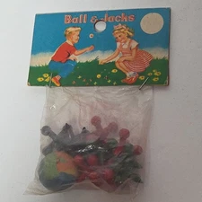 Vintage Ball and Jacks Set Traditional Toys And Games, Original Package
