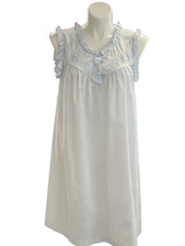 Vtg Blue Cotton Poly Nightgown Women s Sleepwear Lace Trim Made in USA Size L