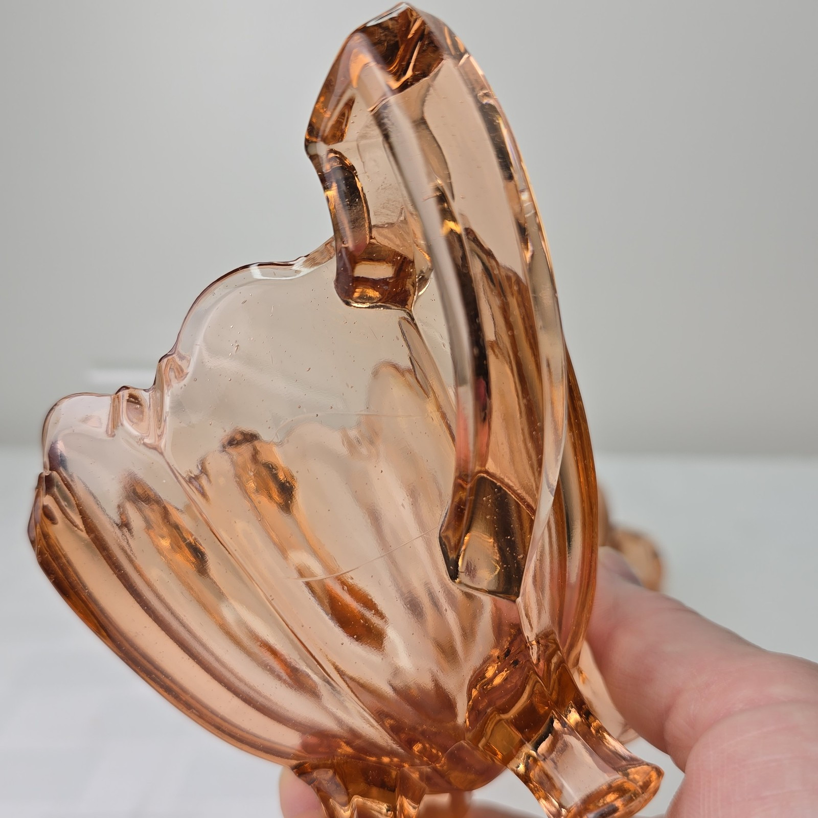 Vintage Indiana Glass Footed Creamer & Open Sugar, Peach/Pinkish Color Set of 2