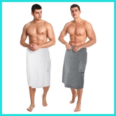 2 Pcs Men's Bath Wrap Towel Large Shower Adjustable Terry Body Spa Towel with...