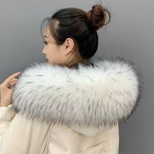 Women Faux Fur Collar for Parka Coat Down Jacket Fluffly Fake Collar Accessories