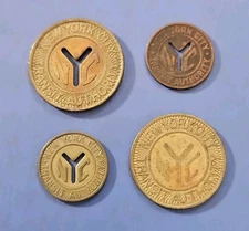 NYC (Lot Of 4 ) "Y"  Subway Token GOOD FOR ONE FAR (T.K.#1)