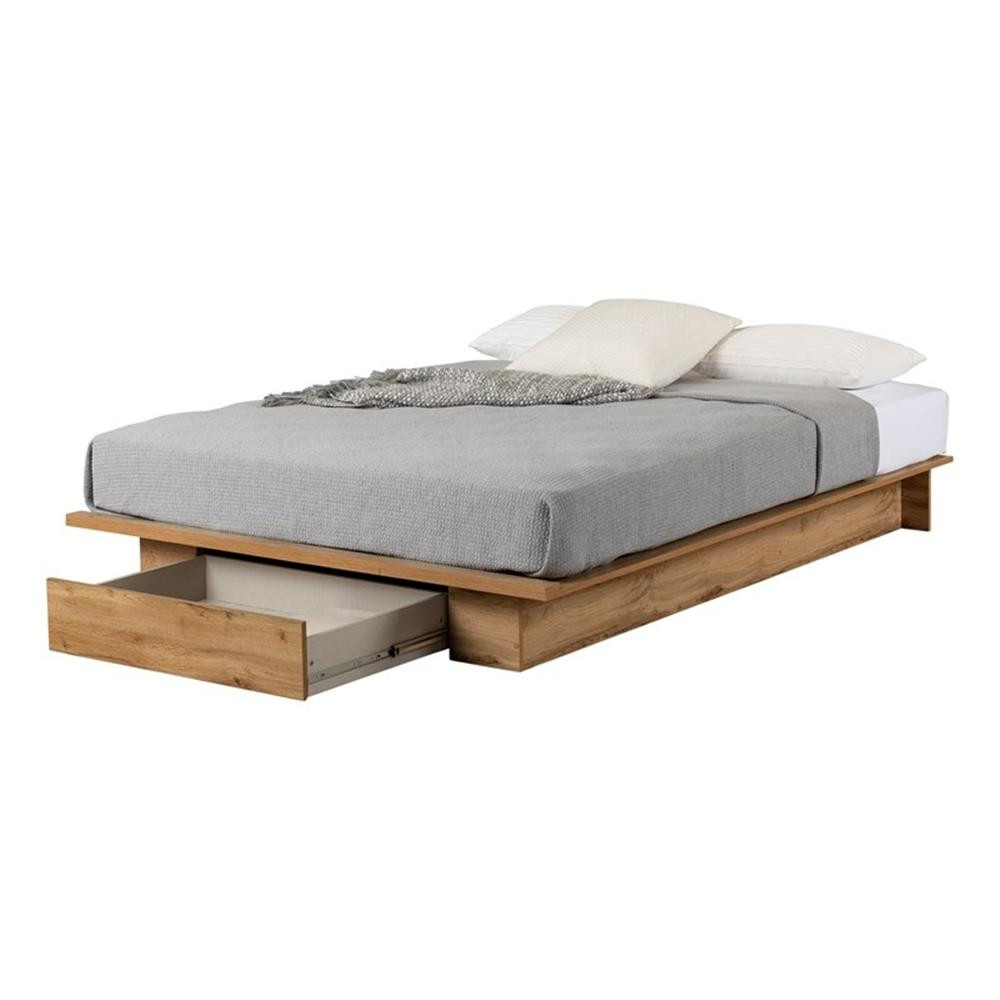 South Shore Musano Platform Bed with Drawer Full/Queen Nordik Oak