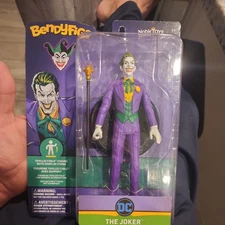 DC Comics The JOKER 7.5” Figure w/Display Stand Bendyfigs Noble Collection
