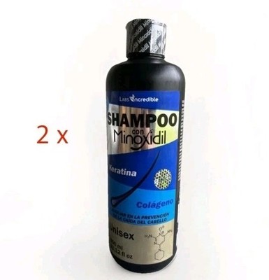 Shampoo Con MINOXIDL Caida Del Cabello/keratina-colageno UNISEX  (2 XL Bottles) 