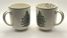 Spode Christmas Tree Cafe Mug with Green Border Set of 2 No. S3324-A6
