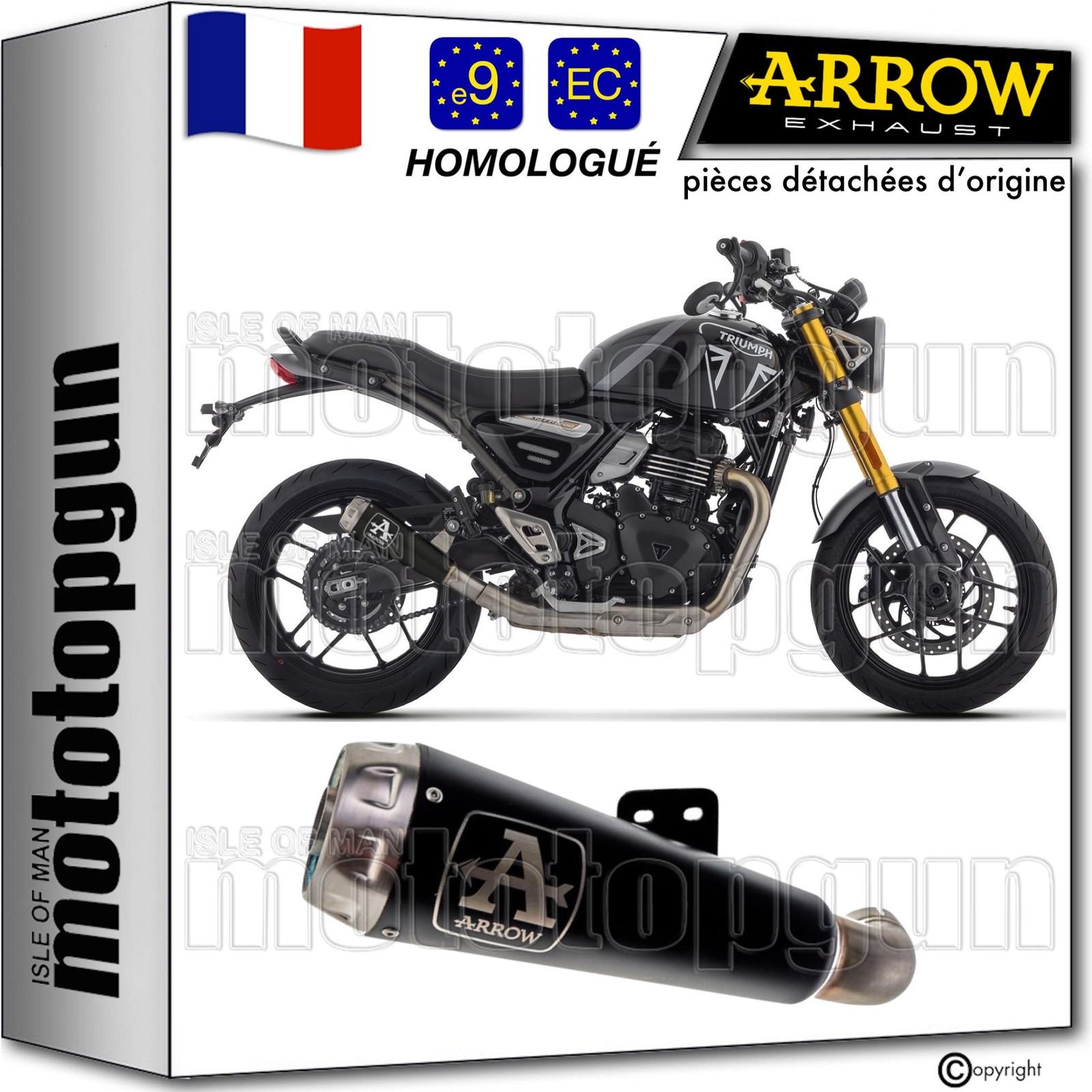 Silencieux Pro-Race Arrow noir haute finition pour Triumph Speed 400 2025
