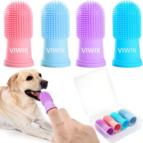 4-Pack Dog Toothbrush Kit - Finger Toothbrush for Medium to Large Dogs & Puppies