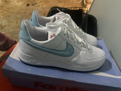 Nike Air Force 1 Low Puerto Rico White/Light Blue Lace-Up Sneakers w/ Box