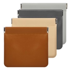 4 PCS Leather Squeeze Coin Purse Mini Jewelry Pouch Coin Change Holder