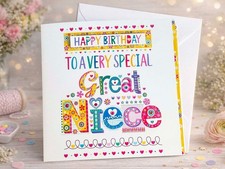 Great Niece Birthday Card, Special Colourful Embelished Design
