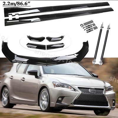 For Lexus CT200H 14-17 Front Bumper Lip Splitter Spoiler + Side Skirt +Strut Rod