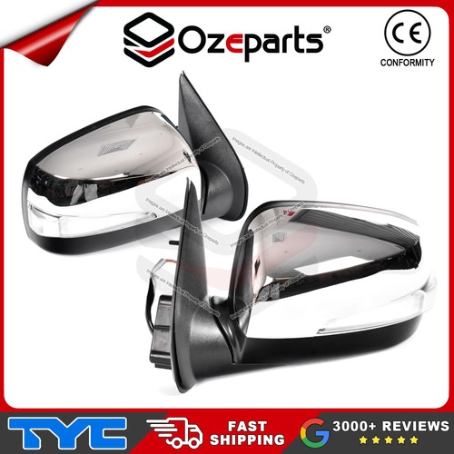TYC Pair LH+RH Door Mirror Chrome Long lamp 8pins For Isuzu Dmax 2006-2012 - Picture 6 of 6