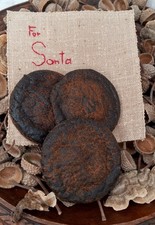 Primitive Fake Pantry Cookies Blackened Beeswax Blend Santa Cookies with Napkin