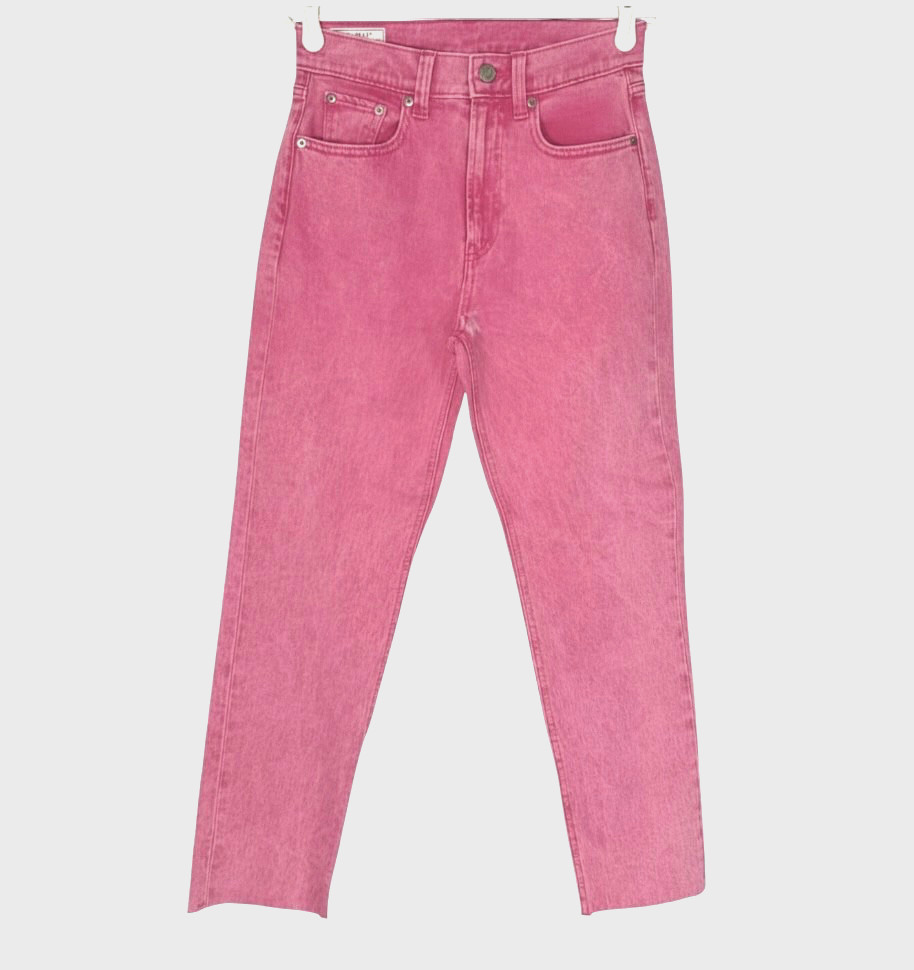 GAP CHEEKY STRAIGHT High Rise Jeans ACID WASHED PINK Frayed Cut-Off Hem 24/00 P