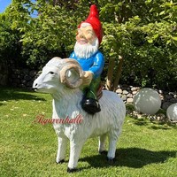 Gartenzwerg Ziege Steinbock Zwerg Garten Gartenfigur Figur Statue Schaf Deko