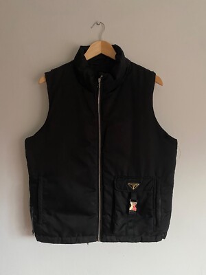 Prada Milano Men's Nylon Gilet Black Zip Vest Medium UK