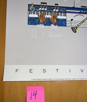 1984 New Orleans Jazz & Heritage Festival Poster Signed And # 2050