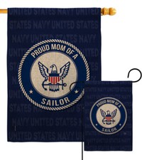 Proud Mom Sailor Burlap Garden Flag Navy Armed Forces Gift Yard House Banner